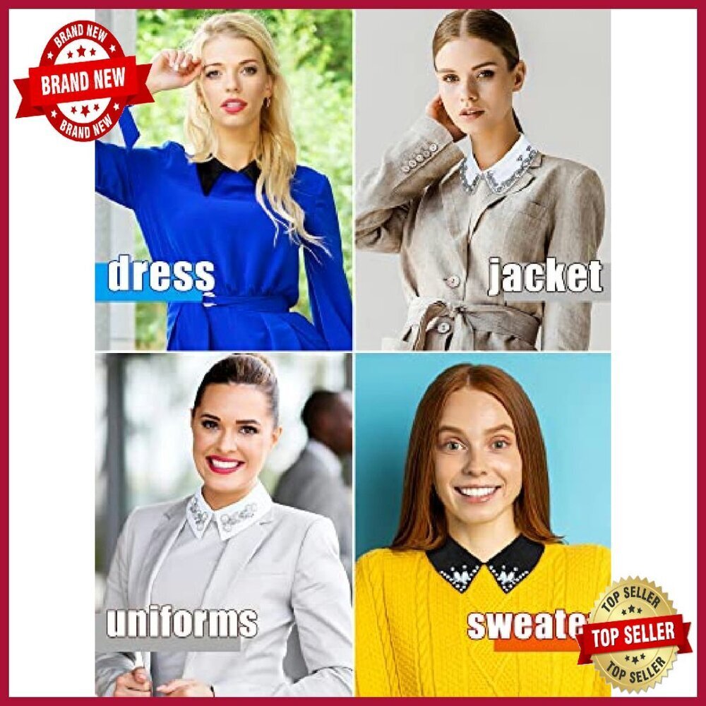6-Piece Detachable Rhinestone Faux Collar Set for Women, One Size - Picture 4 of 8